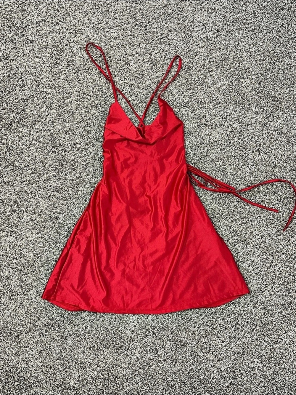 Hot Cherry Red Open Strappy Back Mini Dress.